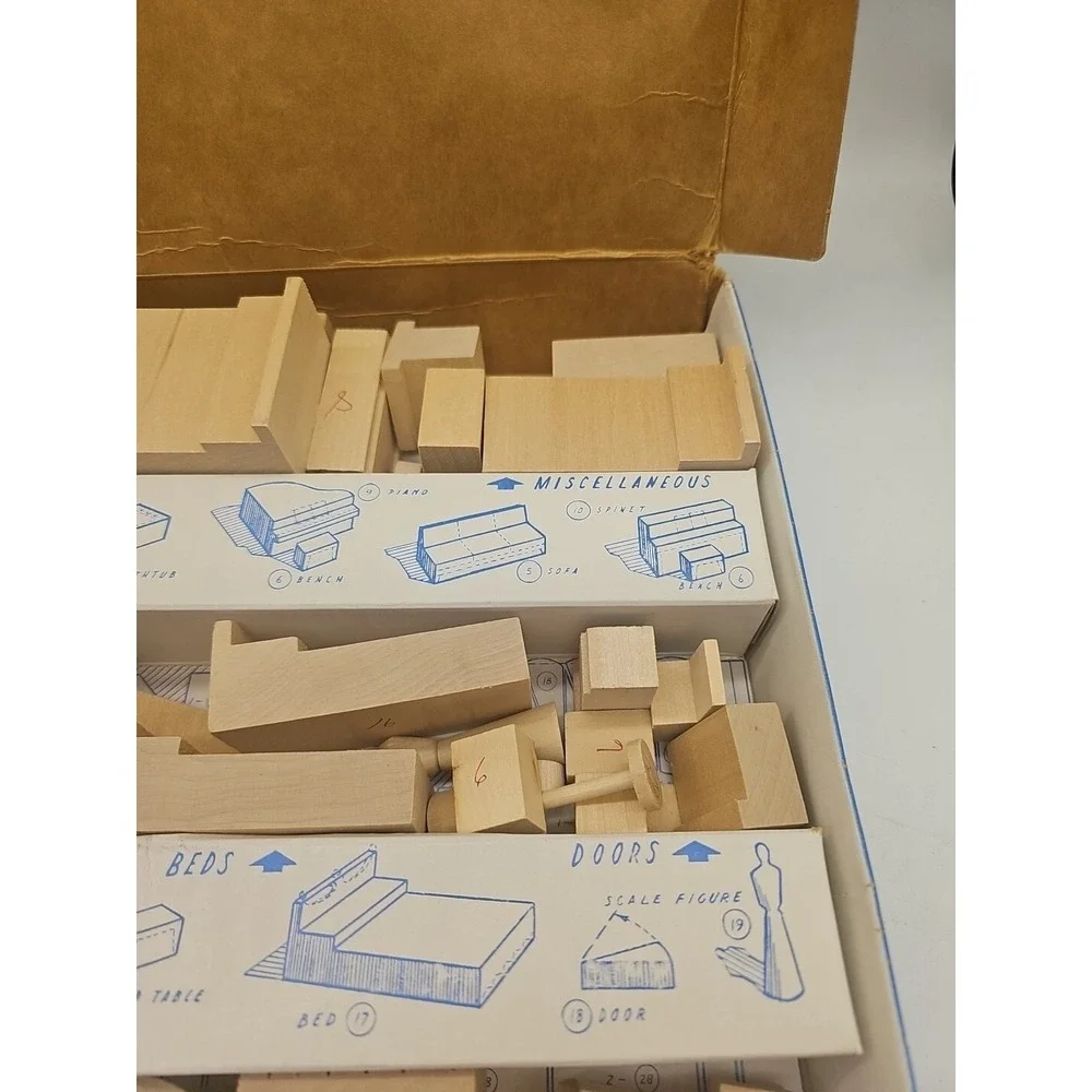 Paul MacAlister‎ Original Plan-A-Room 1950s Wooden Pieces Box Manual Vintage